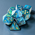 Chessex Dice: Lab Dice Gemini - Polyhedral Green-Teal/Gold (7) w/Bonus Die (PREORDER)