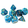 Chessex Dice: Lab Dice Gemini - Polyhedral Green-Teal/Gold (7) w/Bonus Die (PREORDER)