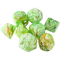 Chessex Dice: Lab Dice Marble - Polyhedral Sour Green/White (7) w/Bonus Die (PREORDER)