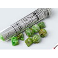 Chessex Dice: Lab Dice Marble - Polyhedral Sour Green/White (7) w/Bonus Die (PREORDER)