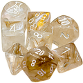 Chessex Dice: Lab Dice Borealis - Polyhedral Champagne/White (7) w/Bonus Die (PREORDER)