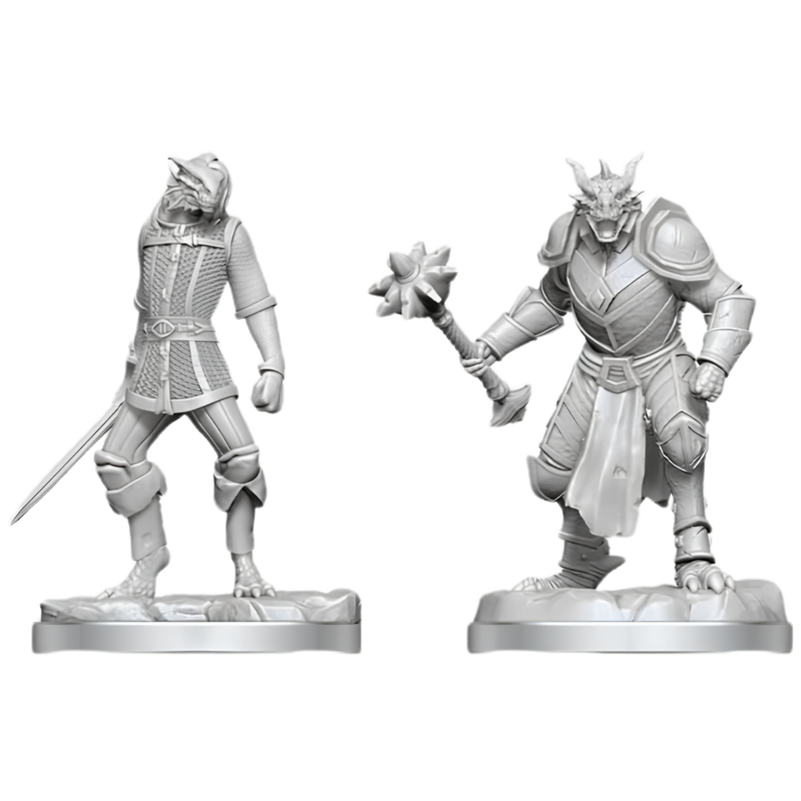 Dungeons & Dragons Nolzur's Marvelous Miniatures: Dragonborn Paladin & Dragonborn Squire (Unpainted) (PREORDER)