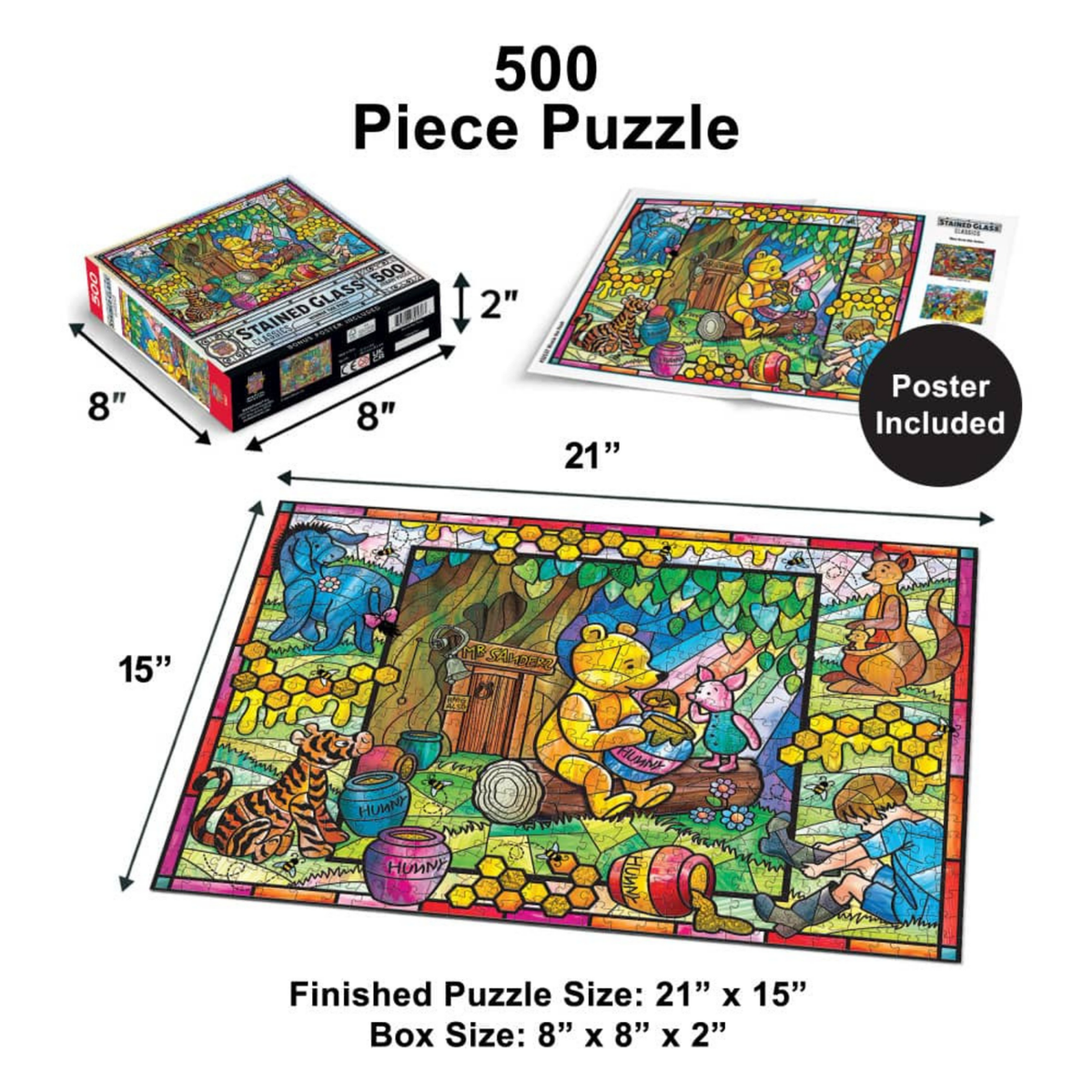 MasterPieces Puzzles: Stained Glass - Winnie the Pooh (500pcs)
