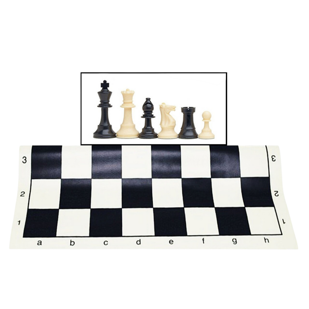 WE Games Tournament Chess Set - Heavy Weighted Chess Pieces with Roll-up Chess Board and Zipper Pouch for Chessmen (Black)