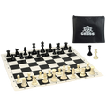 WE Games Tournament Chess Set - Heavy Weighted Chess Pieces with Roll-up Chess Board and Zipper Pouch for Chessmen (Black)
