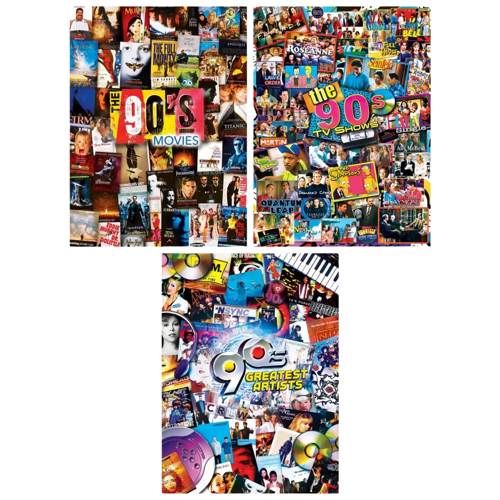 MasterPieces Puzzles: Decades - The 90's Movies / TV Shows / Music - Three 500 Piece Puzzles