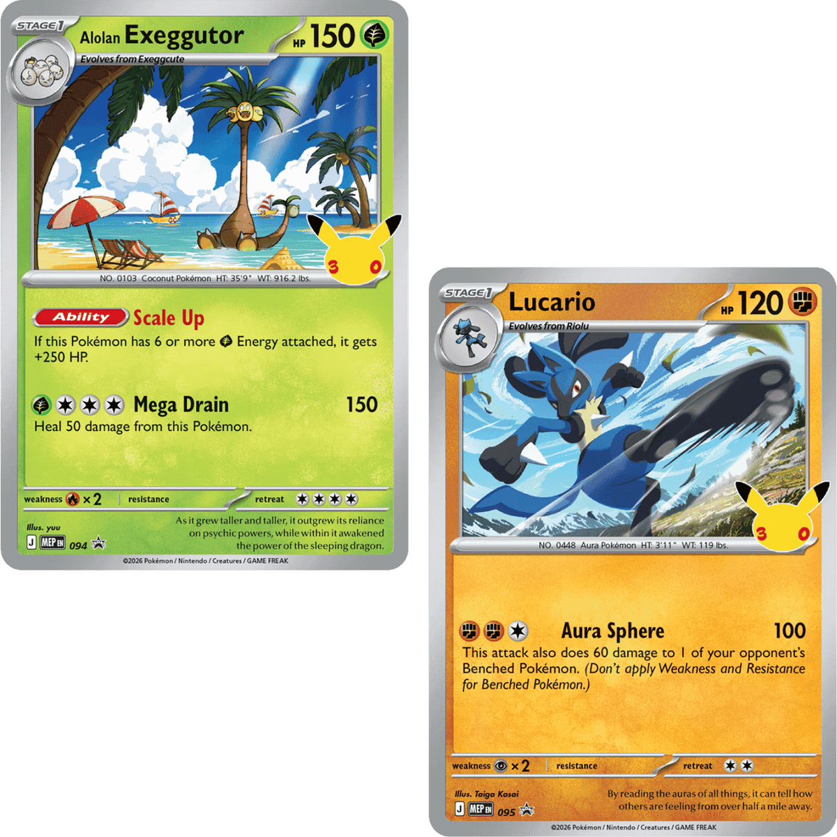 Pokemon: 30th Celebration - Alolan Exeggutor / Lucario Tech Sticker Collection (Set of 2)