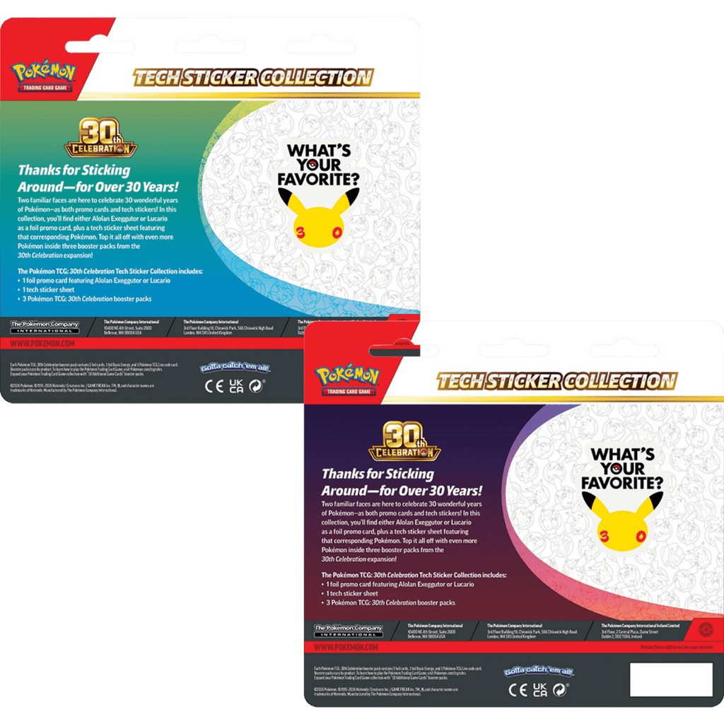 Pokemon: 30th Celebration - Alolan Exeggutor / Lucario Tech Sticker Collection (Set of 2)