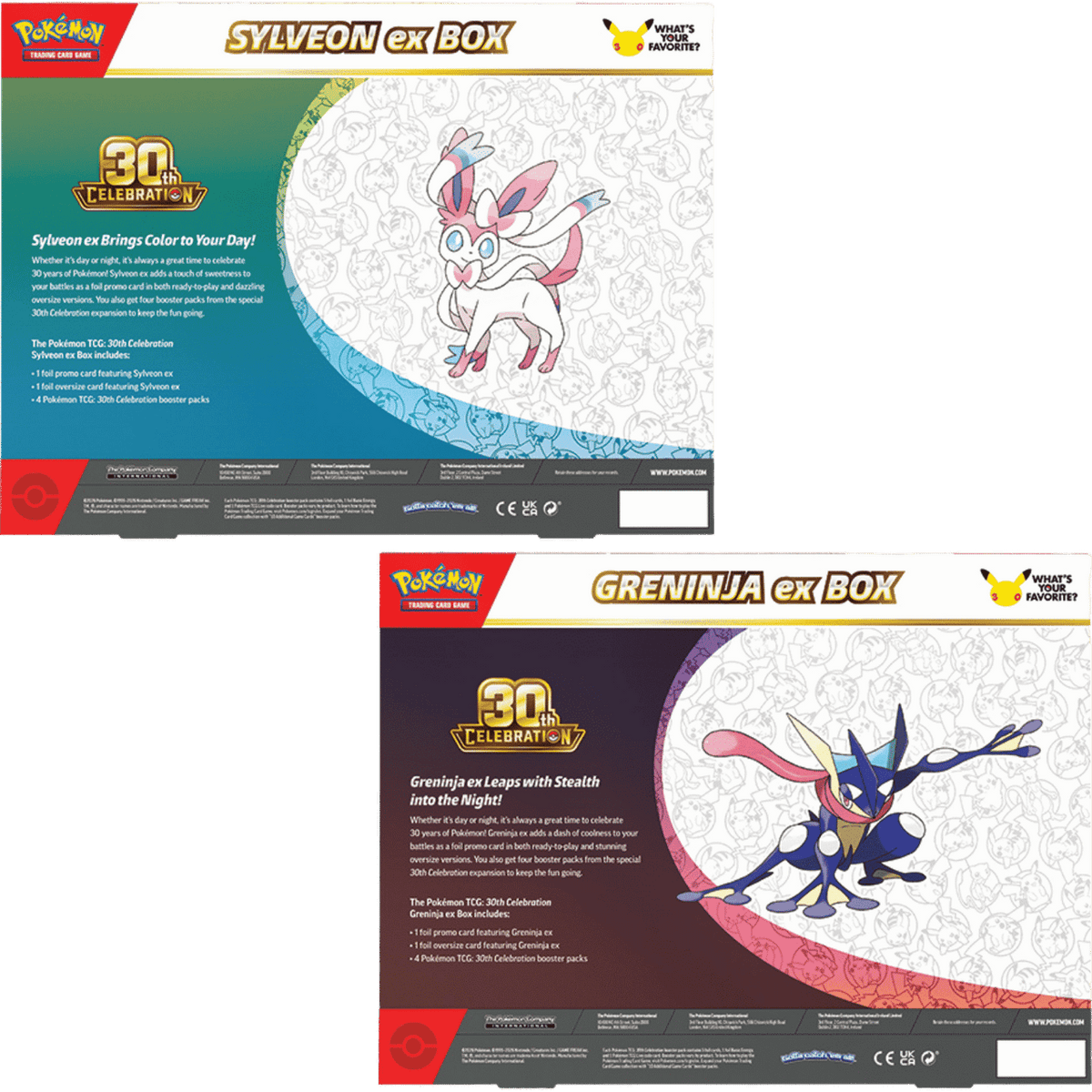 Pokemon: 30th Celebration - Sylveon ex / Greninja ex Box